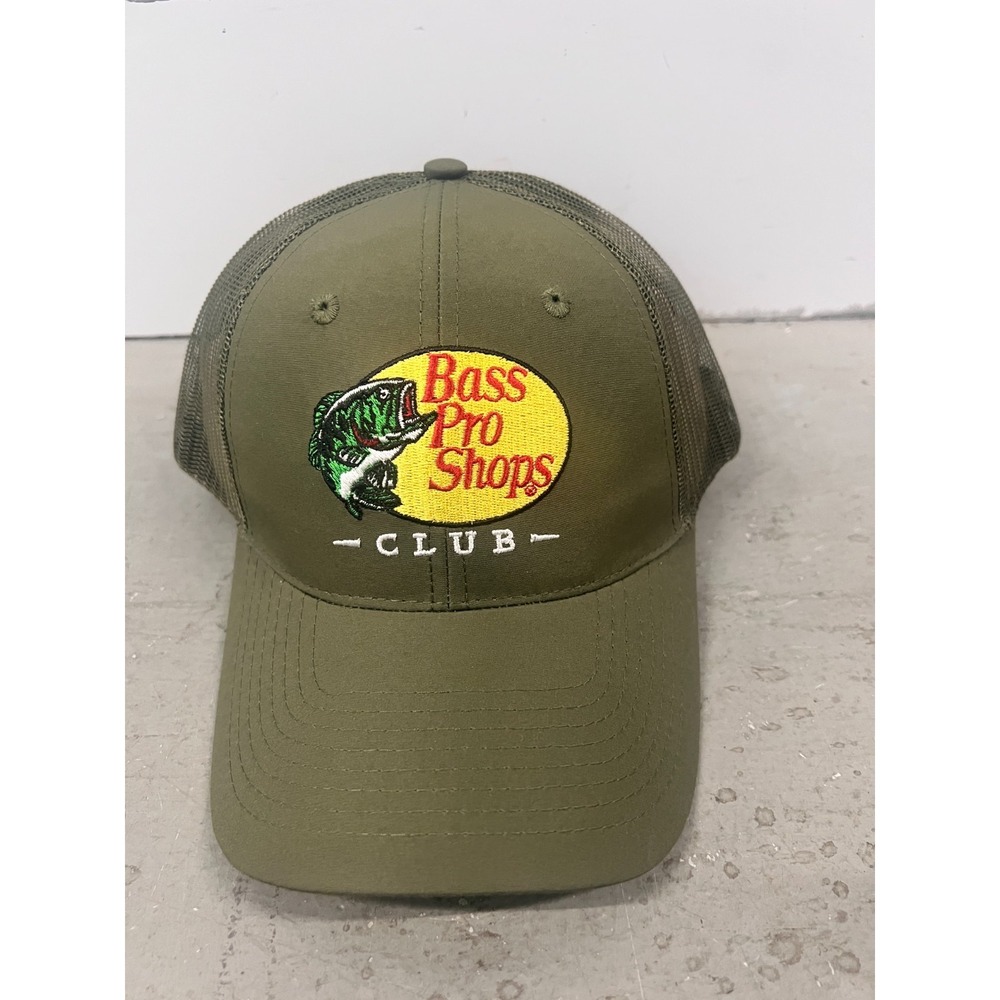 Bass Pro Shops Trucker Hat Unisex Green Embroidered Logo Mesh‎ SnapBack Fishing